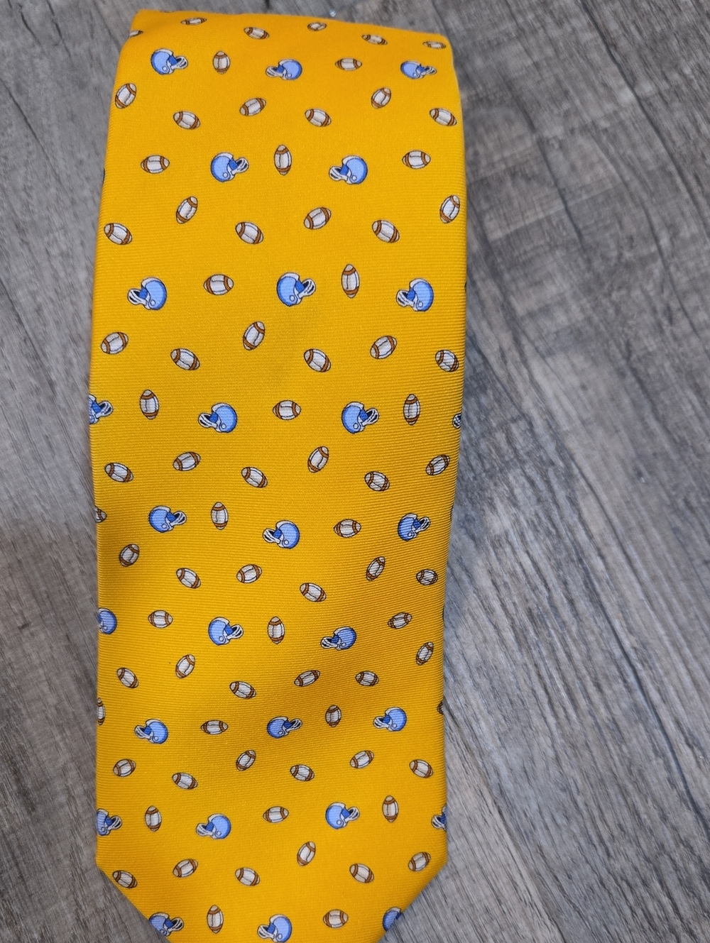 NWT! Brooks Brothers Yellow Silk Tie with Football Pattern!